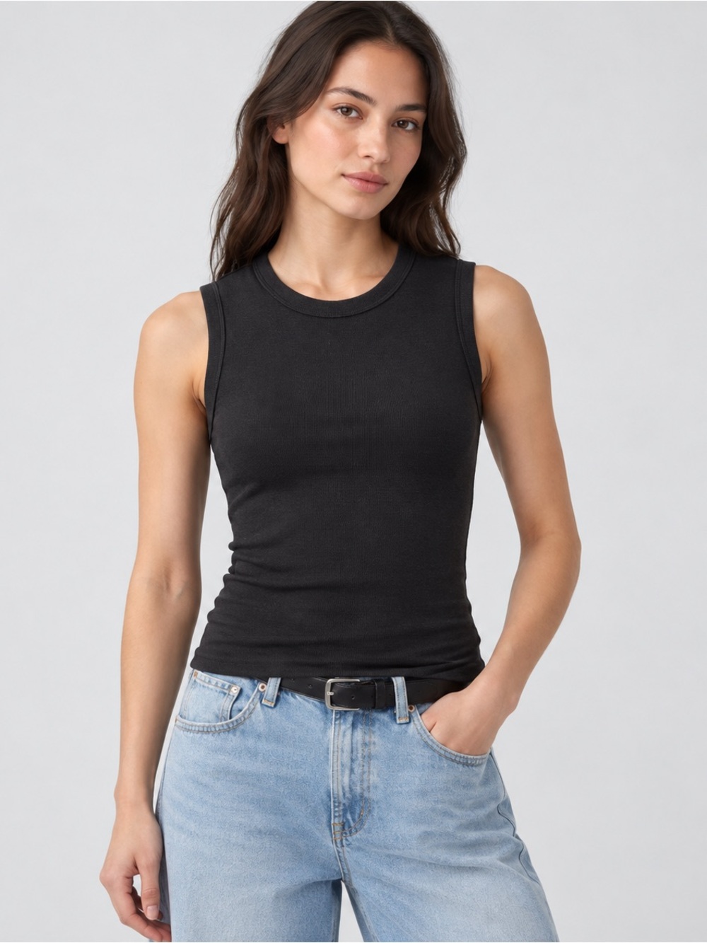 Gap Modern Crewneck Tank Top Womens S Terra Brown (Chocolate Brown) Basic Layer